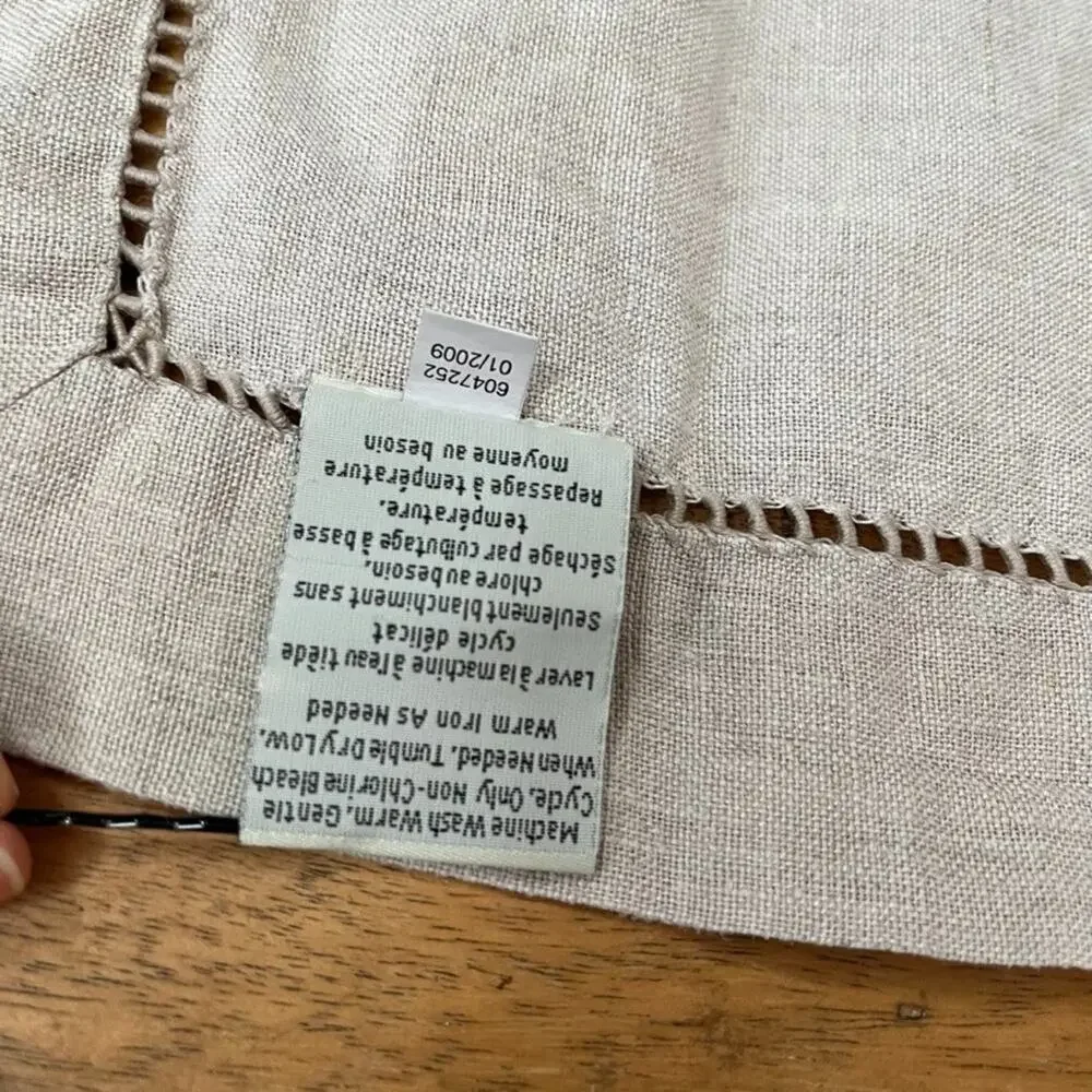 Pottery Barn Classic Belgian Flax Linen Hemstitch Napkins 22×22 Set of 3